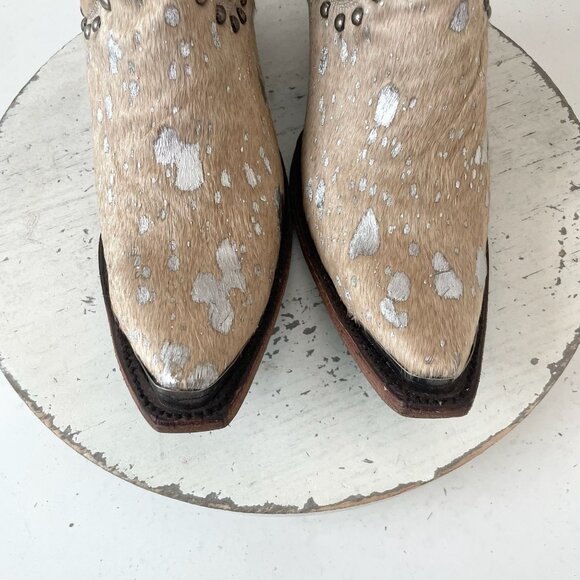 Lane Womens Midi Cowboy Boots 7 Cowhide Hair on Hide Cowgirl Western Pointed Toe - Picture 6 of 13